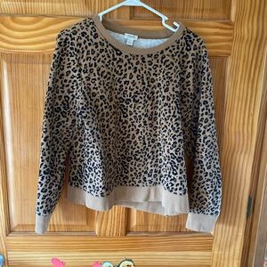 J. Crew Tan and Black Animal Print Sweatshirt